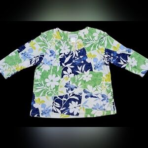 Alfred Dunner 3/4 Sleeve Blouse Top Size Medium